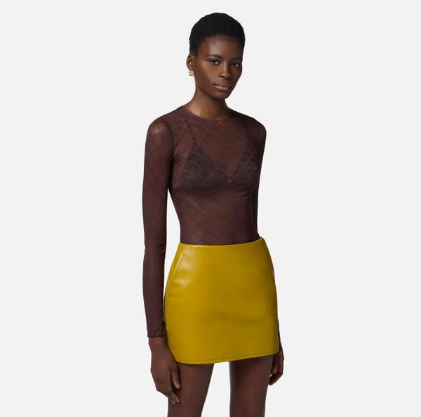 Elisabetta Franchi Body En Tulle Jacquard à Losanges