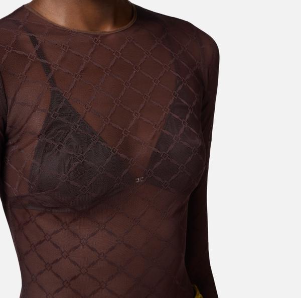 Elisabetta Franchi Body En Tulle Jacquard à Losanges