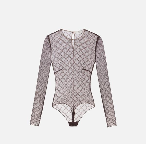 elisabetta franchi Body en tulle jacquard à losanges