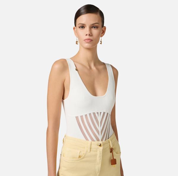 Elisabetta Franchi Body En Viscose Avec Transparences