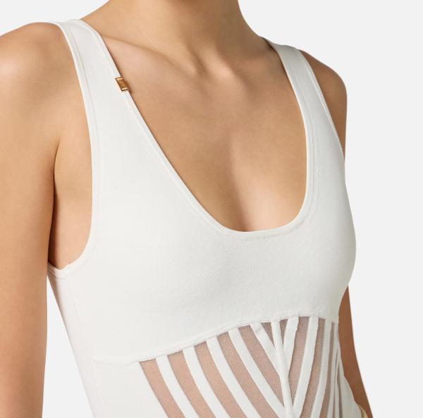 Elisabetta Franchi Body En Viscose Avec Transparences