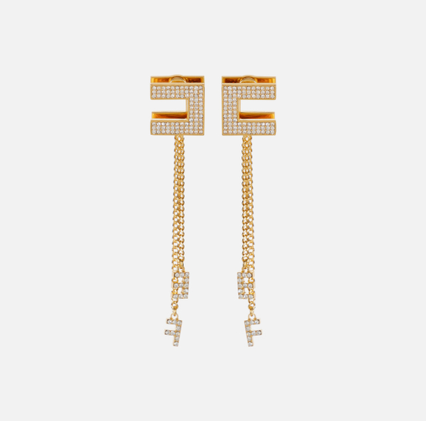 elisabetta franchi Boucles d'oreilles avec logo en strass et pendentifs