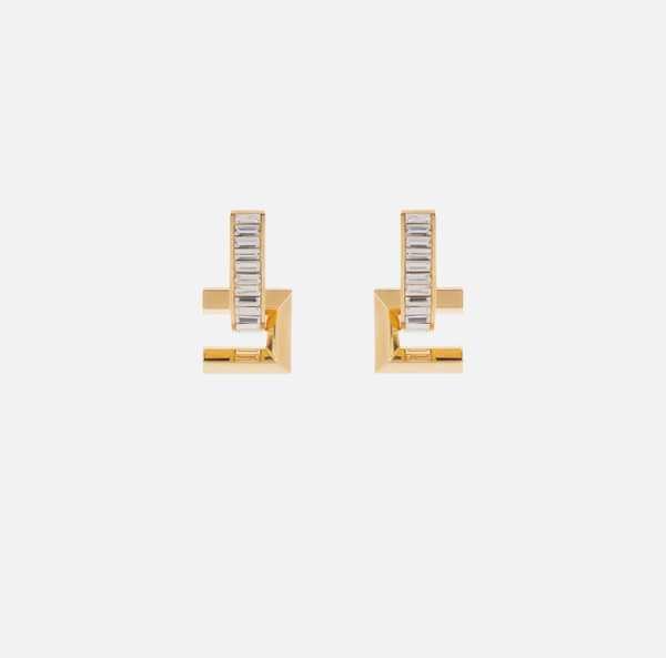 elisabetta franchi Boucles d'oreilles demi-créoles en laiton avec strass et logo