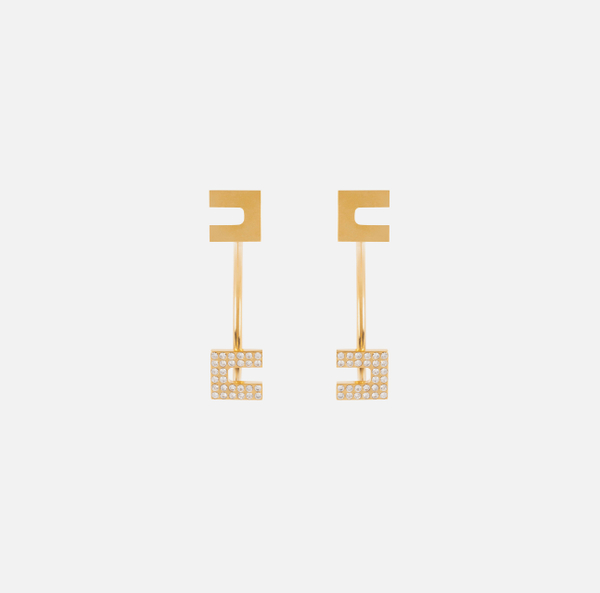 elisabetta franchi Boucles d'oreilles demi-créoles en laiton avec strass