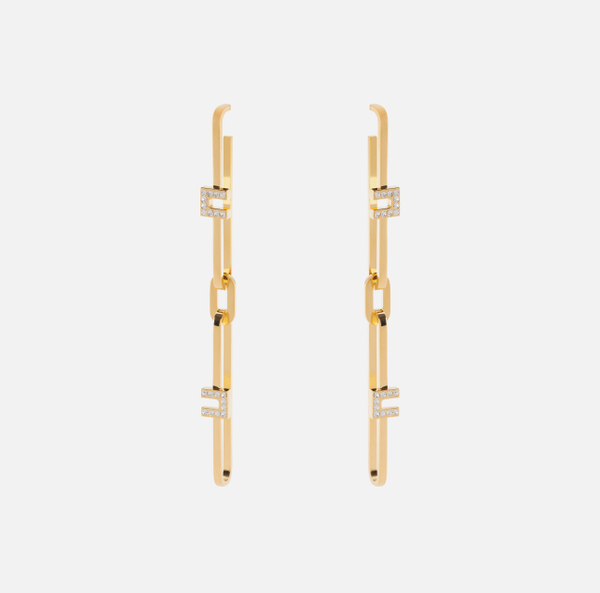 elisabetta franchi Boucles d'oreilles en laiton avec logo et strass