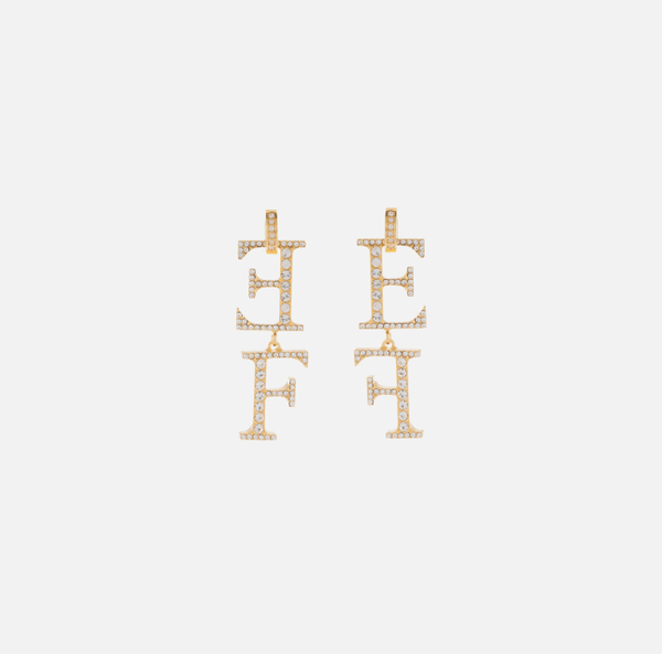 elisabetta franchi Boucles d'oreilles en laiton avec logo pendentif