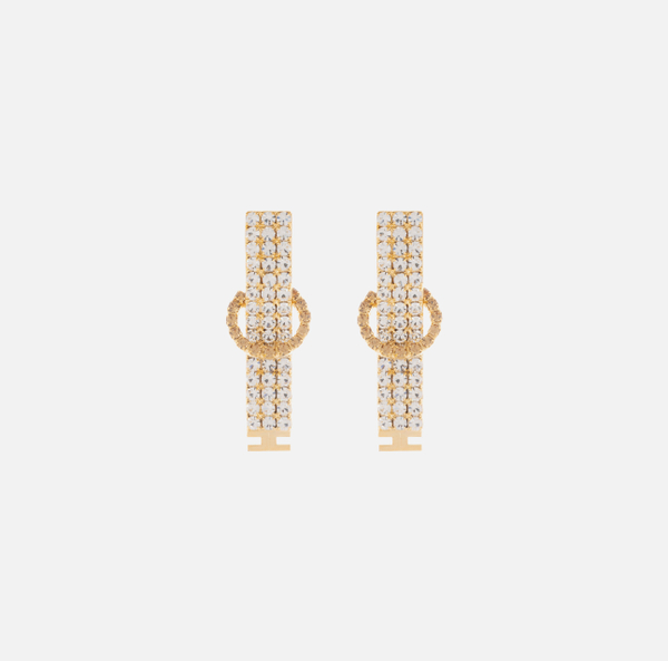 elisabetta franchi Boucles d'oreilles en laiton avec strass et logo