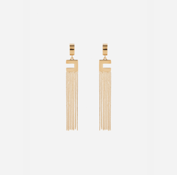 elisabetta franchi Boucles D'Oreilles Pendantes Avec Logo