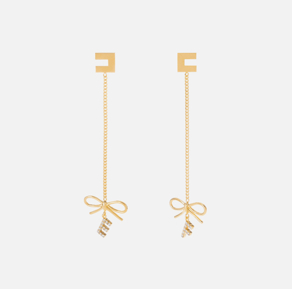elisabetta franchi Boucles d'oreilles pendentifs en laiton avec logo et nœud
