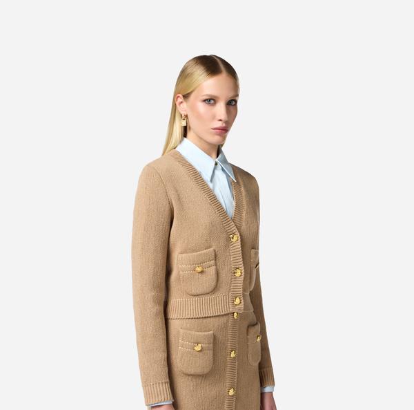 Elisabetta Franchi Cardigan En Coton Avec Boutons Logotés