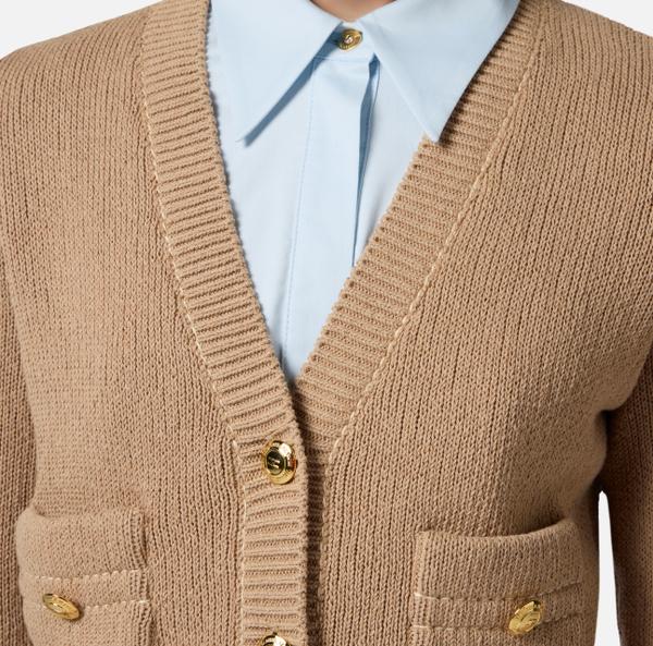 Elisabetta Franchi Cardigan En Coton Avec Boutons Logotés