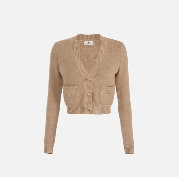 elisabetta franchi Cardigan en coton avec boutons logotés
