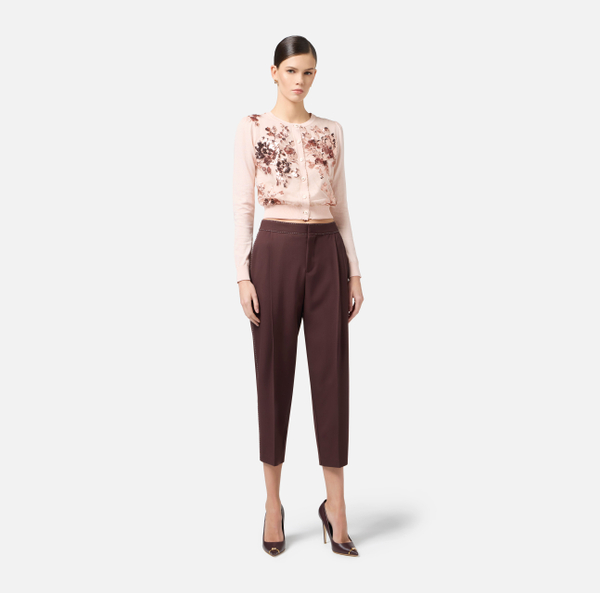 Elisabetta Franchi Cardigan En Coton Avec Sequins Brodés