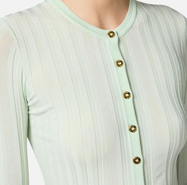 Elisabetta Franchi Cardigan En Coton Avec Transparences Et Boutons Dorés