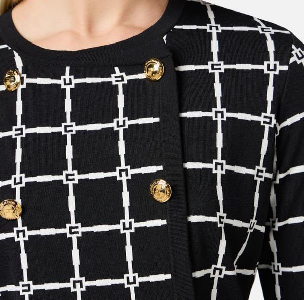 Elisabetta Franchi Cardigan En Jacquard à Logo Avec Boutons Dorés