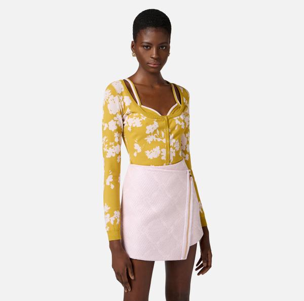 Elisabetta Franchi Cardigan En Jacquard Floral Avec Soutien-gorge