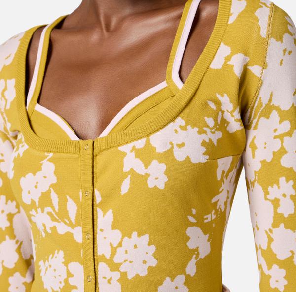 Elisabetta Franchi Cardigan En Jacquard Floral Avec Soutien-gorge