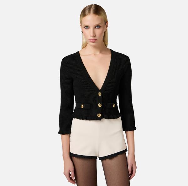 Elisabetta Franchi Cardigan En Tricot Avec Boutons Logotés