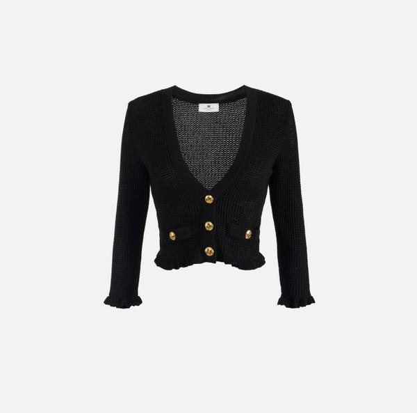 elisabetta franchi Cardigan en tricot avec boutons logotés