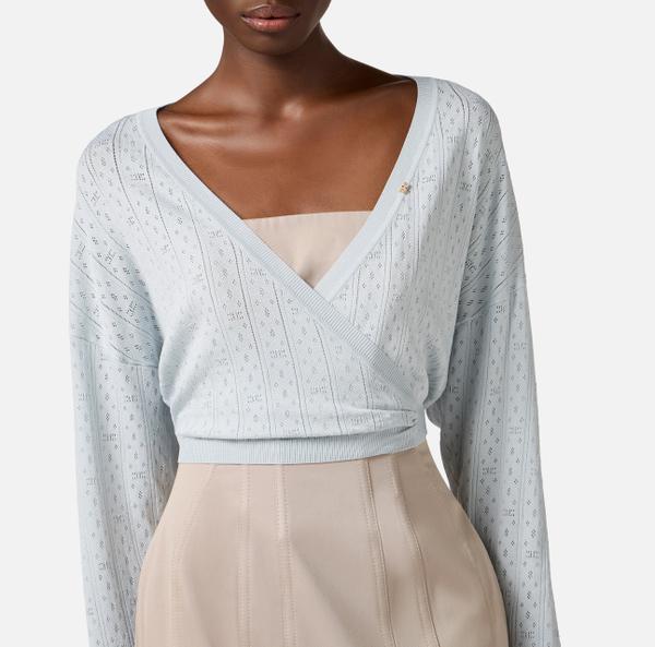 Elisabetta Franchi Cardigan En Tricot Avec Broderies Ajourées