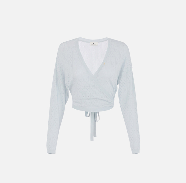 elisabetta franchi Cardigan en tricot avec broderies ajourées