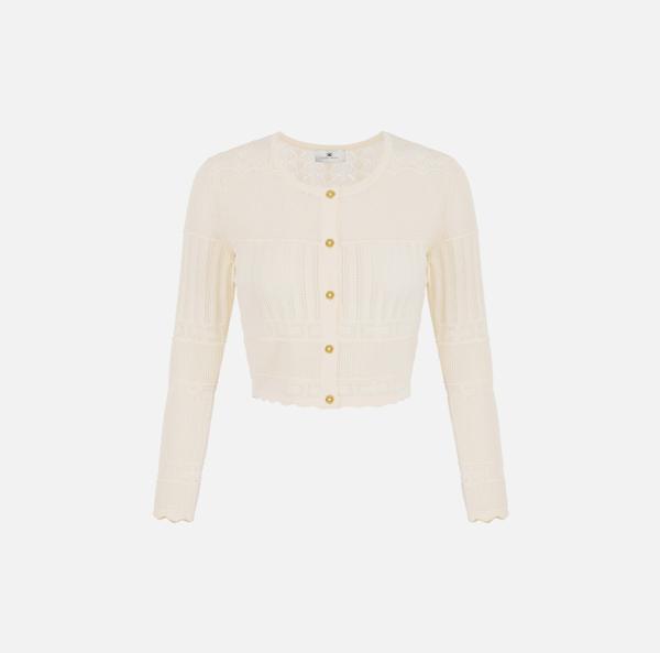 elisabetta franchi Cardigan en tricot avec broderies ajourées