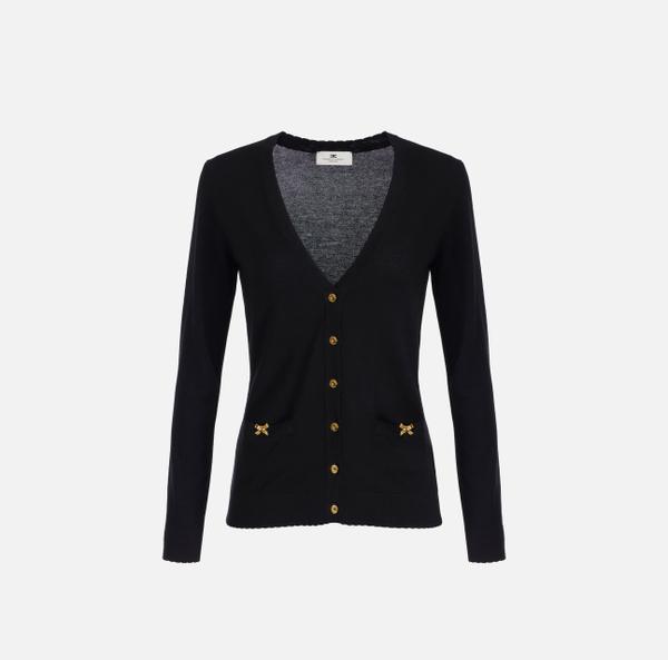 elisabetta franchi Cardigan en tricot avec nœuds bijou