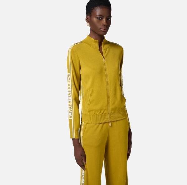 Elisabetta Franchi Cardigan En Viscose Avec Bandes Contrastées