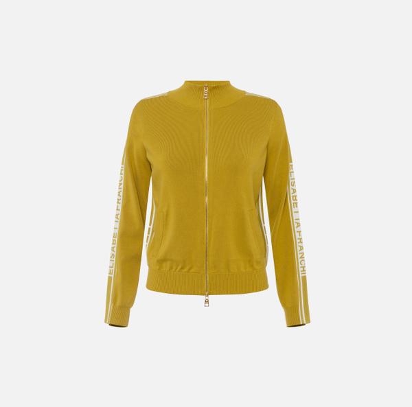 elisabetta franchi Cardigan en viscose avec bandes contrastées