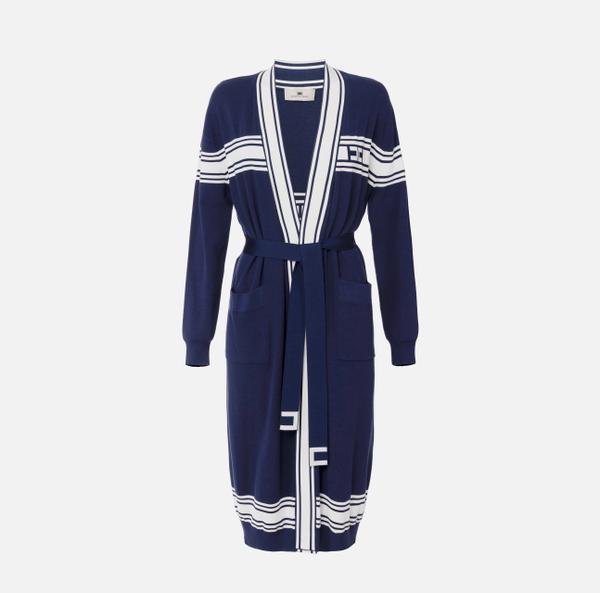 elisabetta franchi Cardigan en viscose avec bandes contrastées