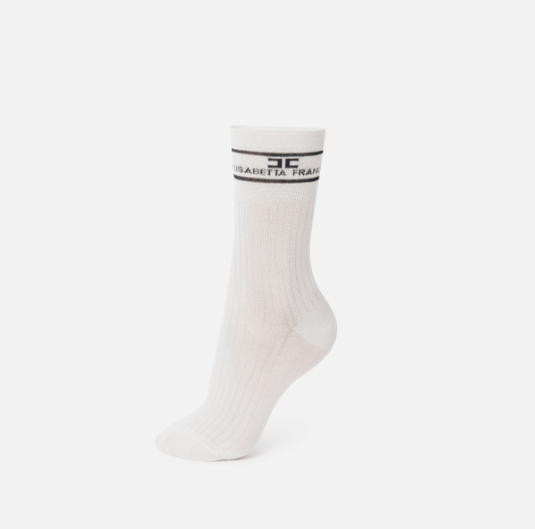 elisabetta franchi Chaussettes en coton stretch avec logo brodé