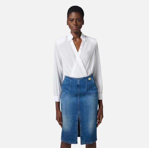 Elisabetta Franchi Chemise Body En Georgette Avec Boutons De Manchette