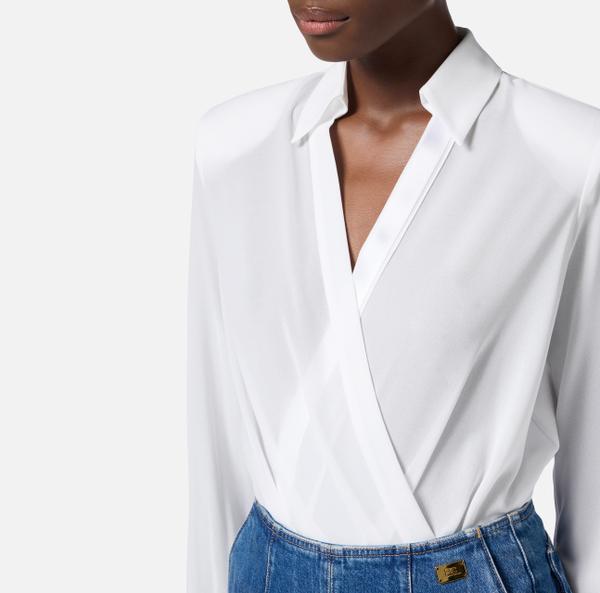 Elisabetta Franchi Chemise Body En Georgette Avec Boutons De Manchette