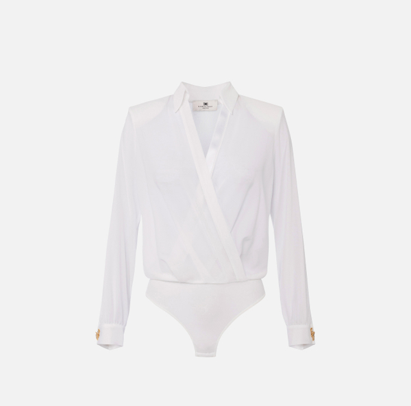 elisabetta franchi Chemise body en georgette avec boutons de manchette
