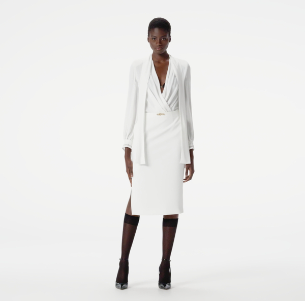 Elisabetta Franchi Chemise-body En Georgette Avec écharpe Et Broderies