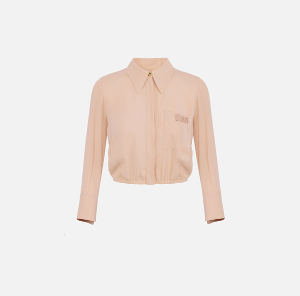 elisabetta franchi Chemise cropped en georgette avec élastique