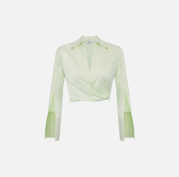 elisabetta franchi Chemise cropped en satin avec drapé