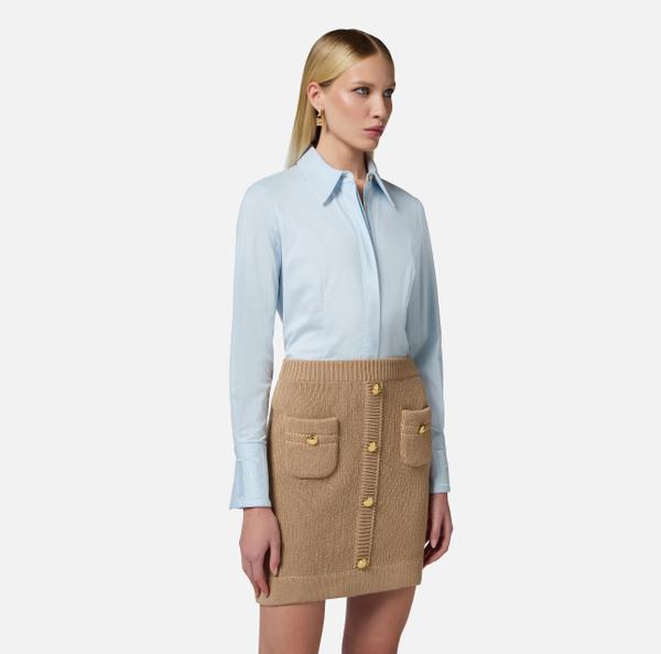 Elisabetta Franchi Chemise En Coton Mélangé Avec Poignets Logotés