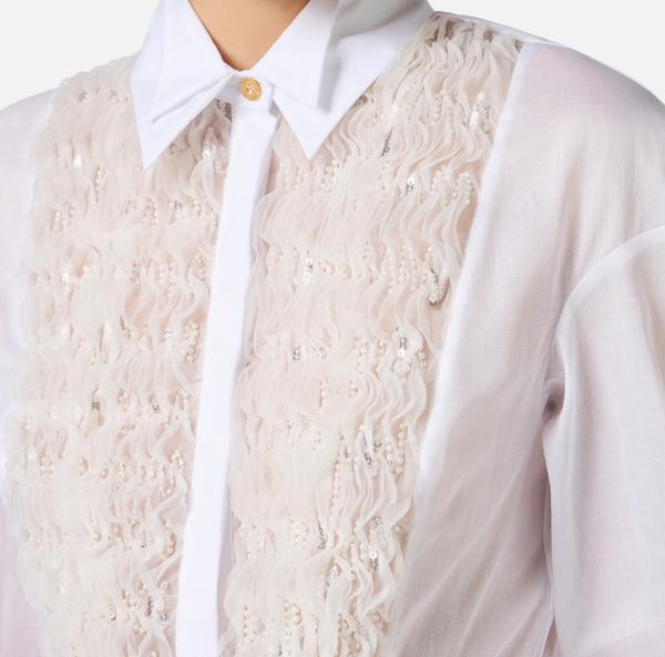 Elisabetta Franchi Chemise En Coton Plissé Avec Ruches
