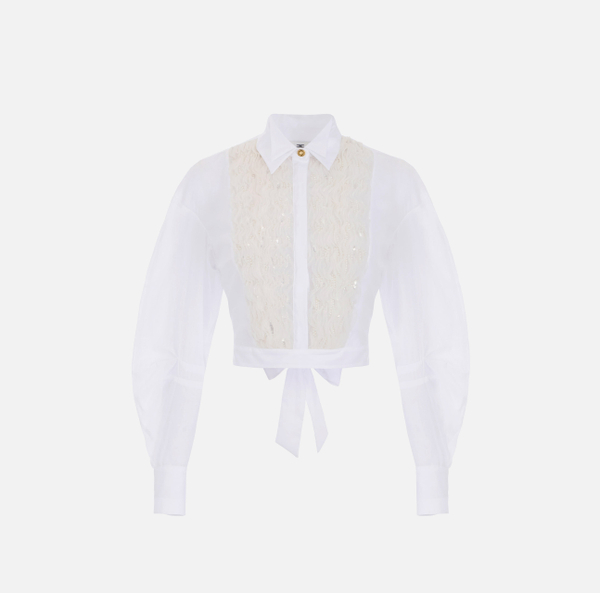 elisabetta franchi Chemise en coton plissé avec ruches