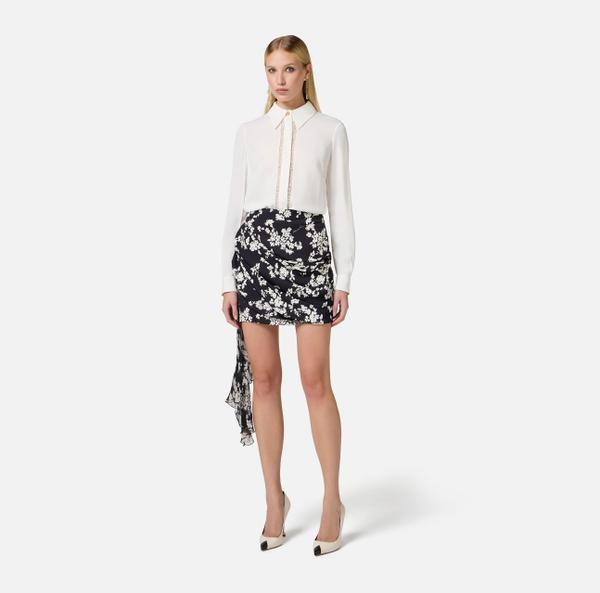 Elisabetta Franchi Chemise En Georgette Avec Bandes Lettrage