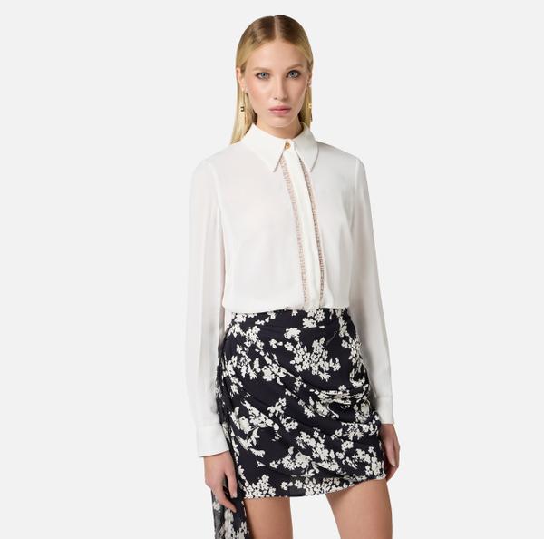 Elisabetta Franchi Chemise En Georgette Avec Bandes Lettrage