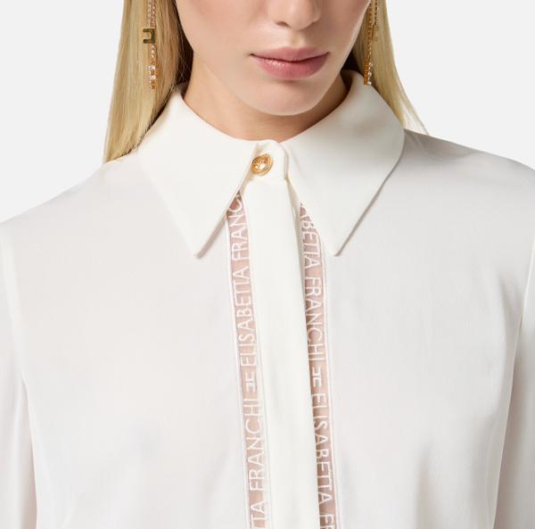 Elisabetta Franchi Chemise En Georgette Avec Bandes Lettrage