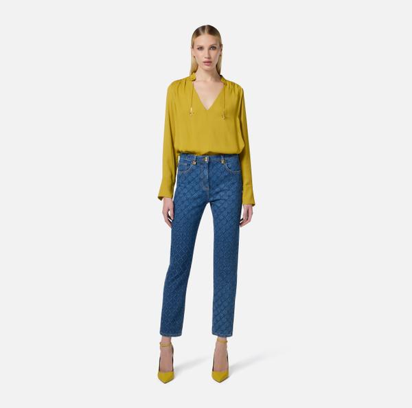 Elisabetta Franchi Chemise En Georgette Avec Breloques Et Logo