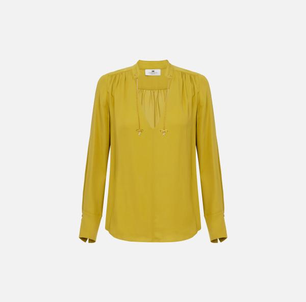 elisabetta franchi Chemise en georgette avec breloques et logo
