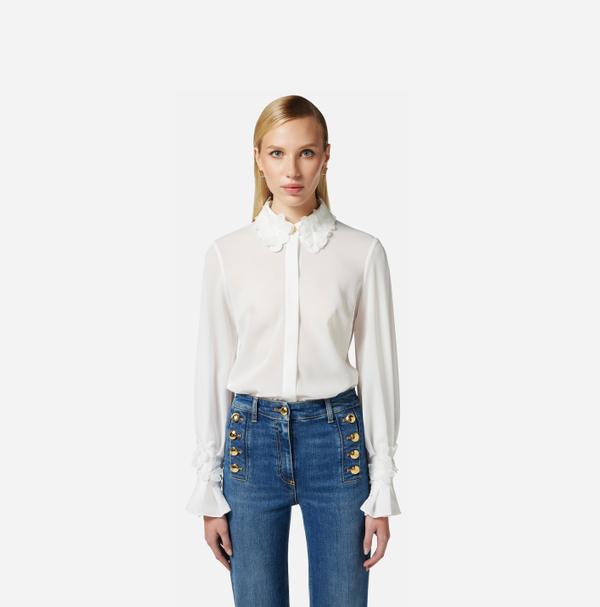Elisabetta Franchi Chemise En Georgette Avec Broderies Florales
