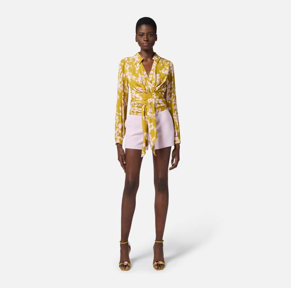 Elisabetta Franchi Chemise En Georgette Avec Ceinture à Nouer