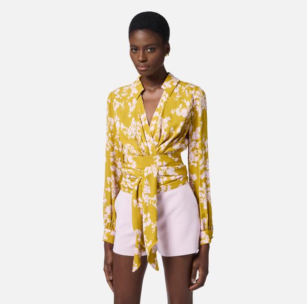 Elisabetta Franchi Chemise En Georgette Avec Ceinture à Nouer