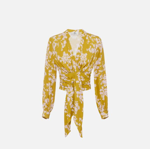 elisabetta franchi Chemise en georgette avec ceinture à nouer