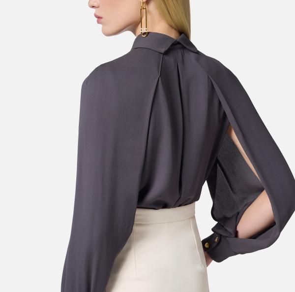 Elisabetta Franchi Chemise En Georgette Avec Collier Et Nœud